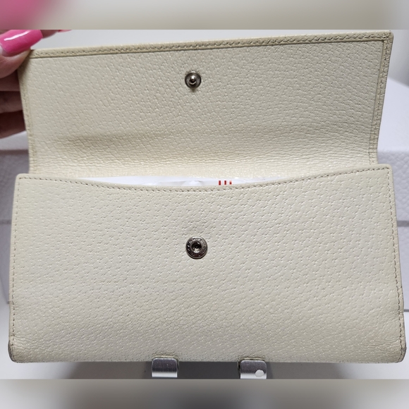 GUCCI G Clasp Continental Pebble Grain Ivory Leather Wallet Auth #035.2778.2097 - Picture 9 of 16